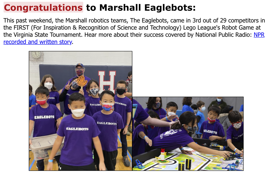 MRES - Eaglebots in news